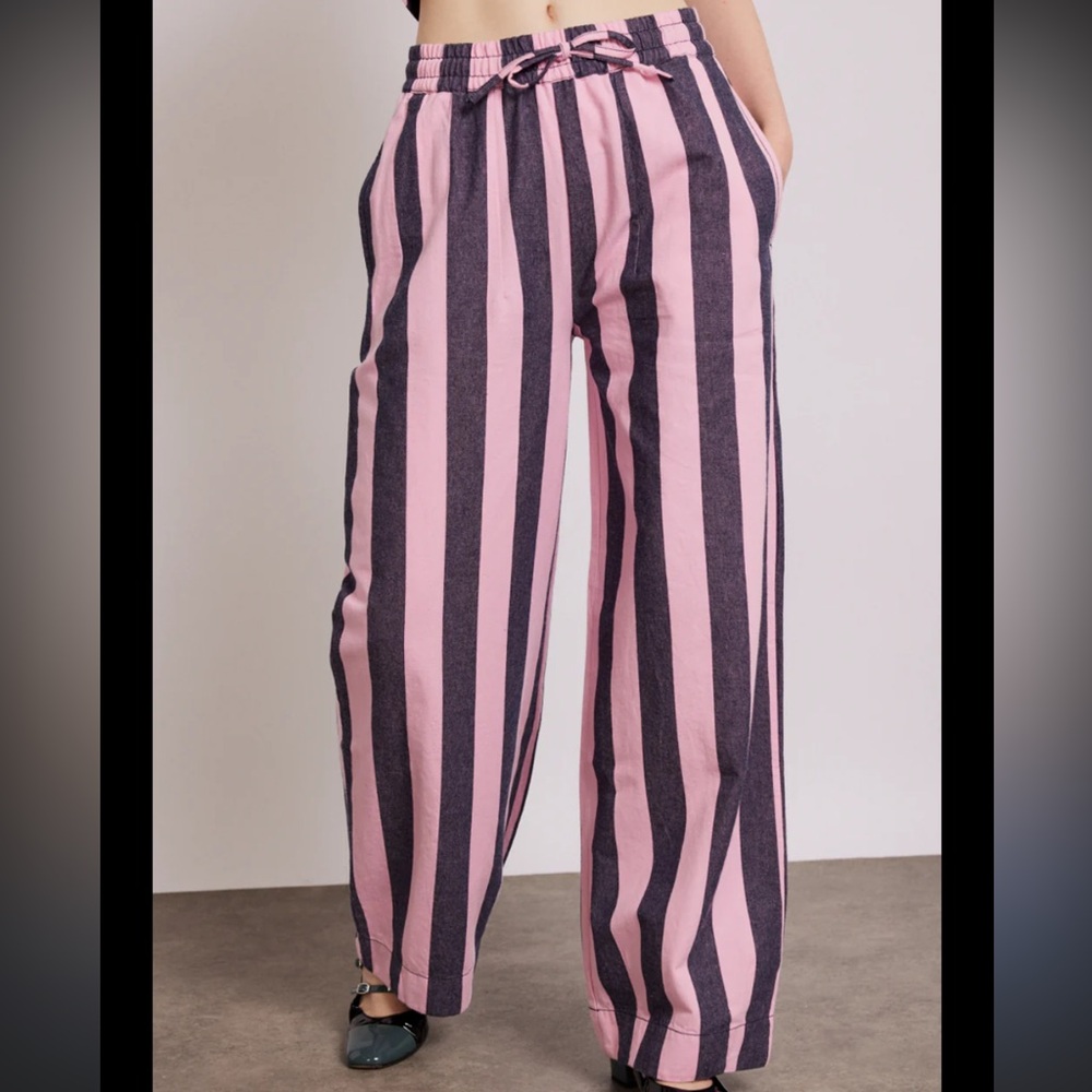 DAMSON MADDER rafe pants - pink navy stripe